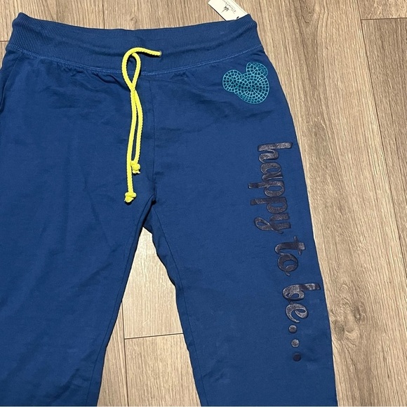 New Disney Womens Blue Jogger Sweatpants Happy to Be… Size XS - Picture 2 of 7